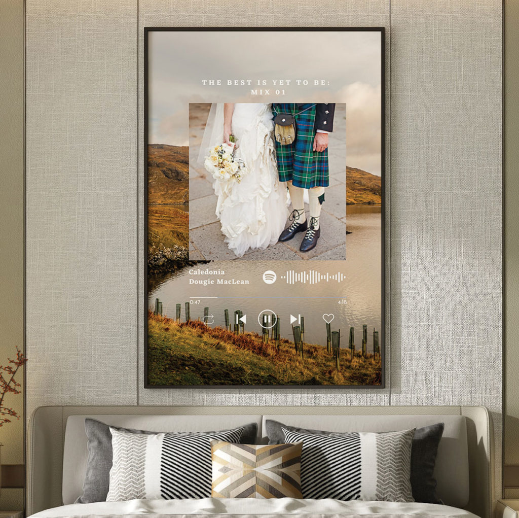 custom framed first song wedding photo bedroom decor | Print Your Song personalized song gifts