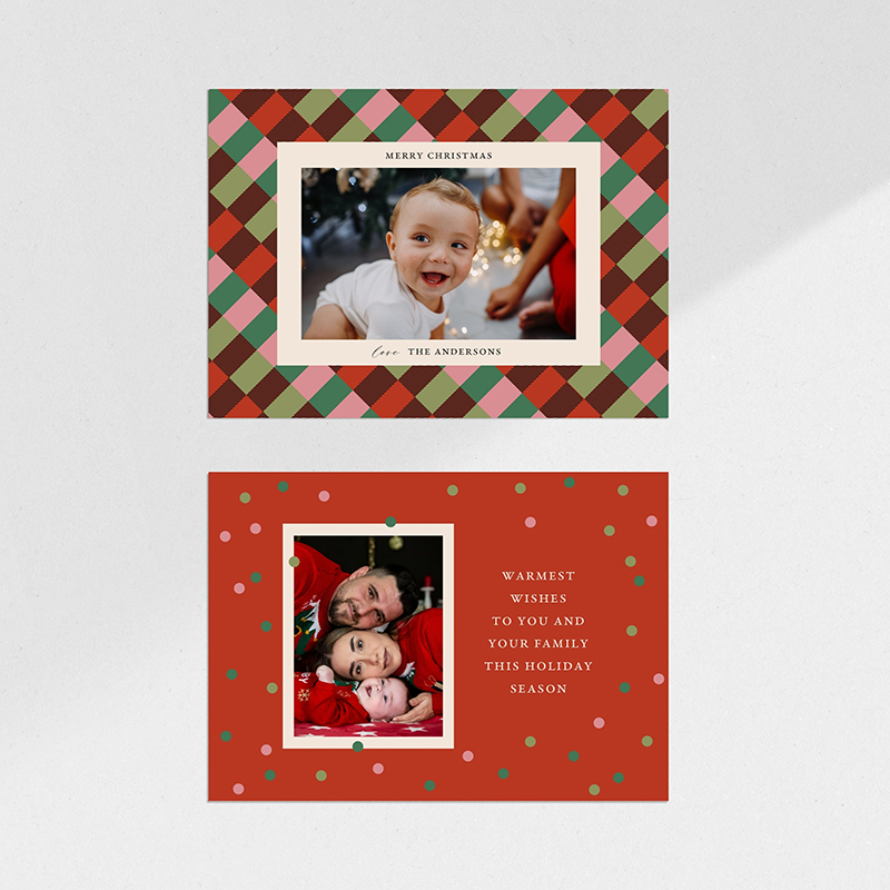 Christmas Check photo card, front and back