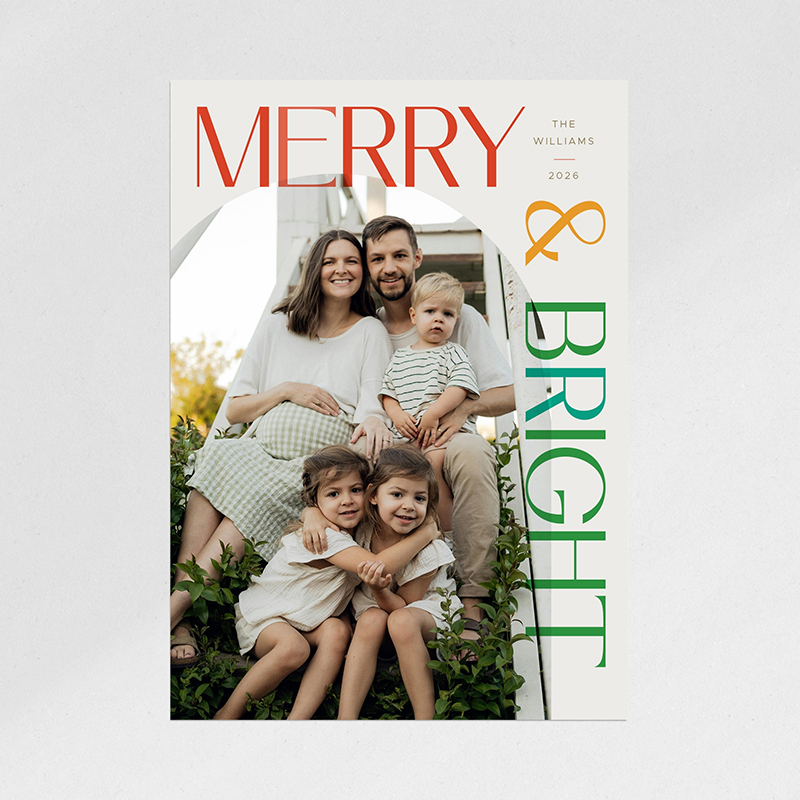 Merry and Bright Colorblock photo Christmas card