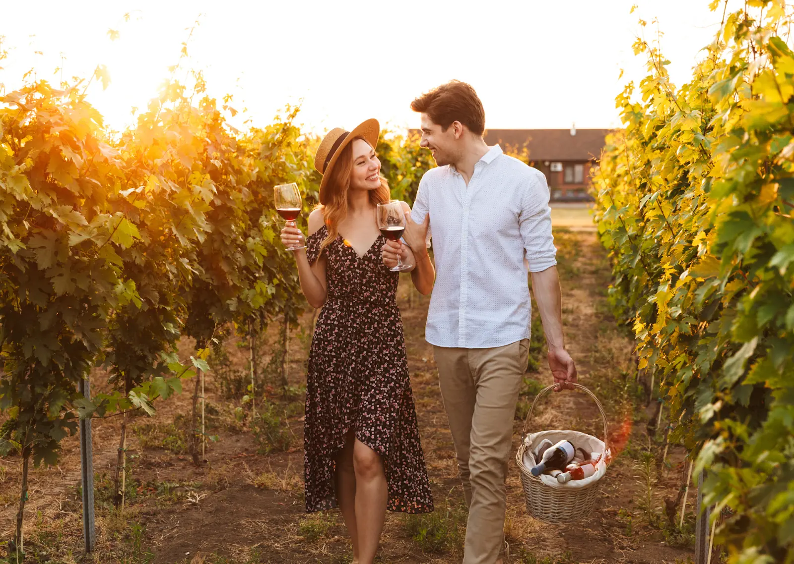 Engagement photo pose idea: Vineyard Vows